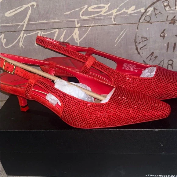 Kenneth Cole New York Vibrant Red Slingback Heels - Picture 6 of 6